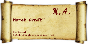 Marek Arnó névjegykártya